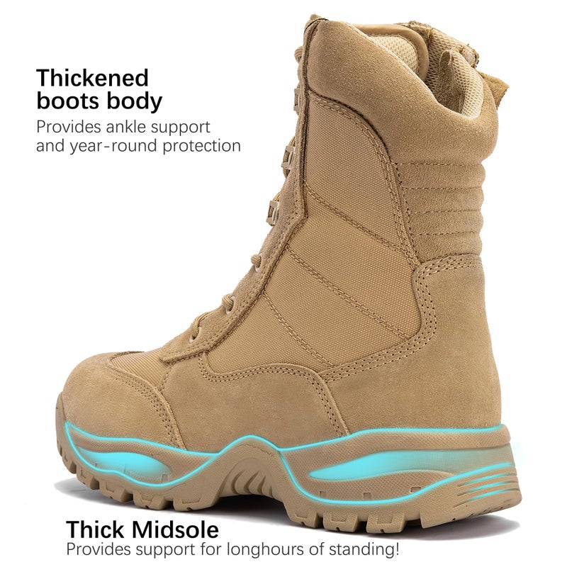 WIDEWAY Men's Tactical Work Boots Lightweight Military Combat Boot Army Desert Botas 8 inch - Image 4